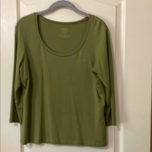 Talbots Green Fitted tunic with Scoop Neck and 3/4 Sleeves